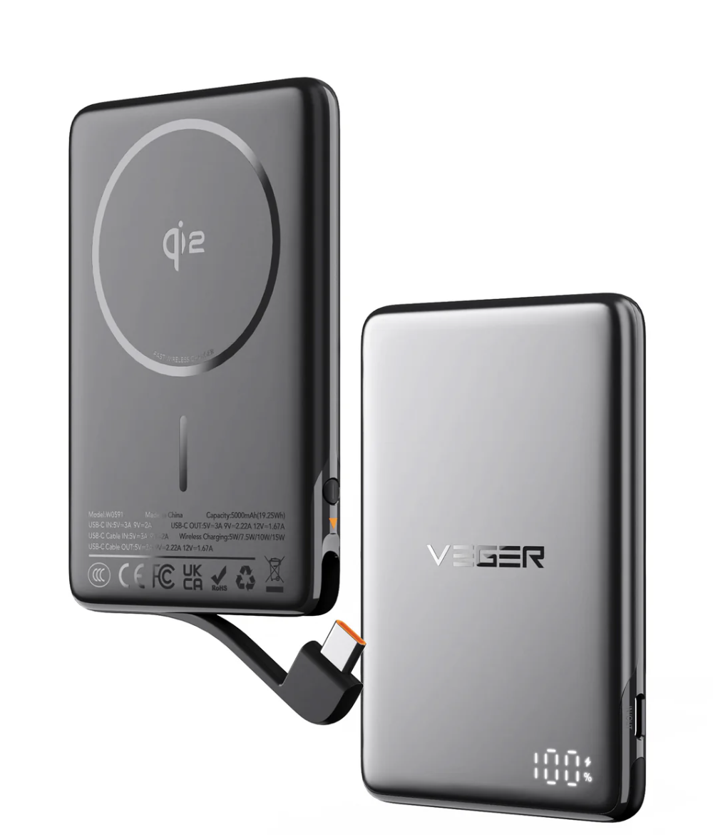 MagCore Blade 5000mAh 20W Wireless Power Bank with Built-in USB-C Cable