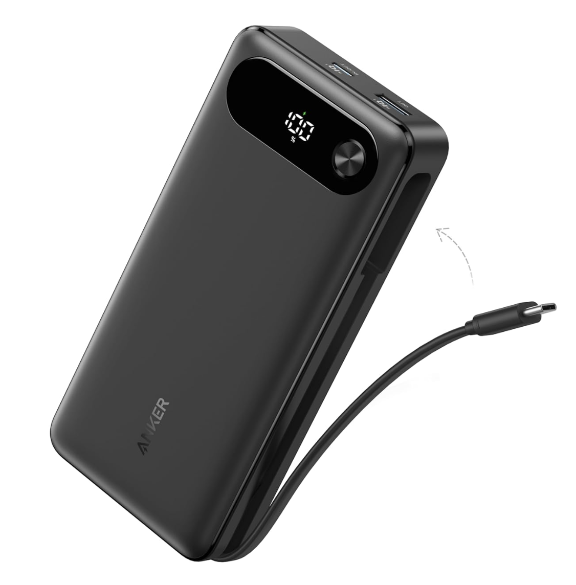 Anker Power Bank, 20,000mAh Travel Essential, Built-in USB-C Cable | 1 USB-C and 1 USB-A port, for MacBook Pro/Air, iPhone 17/16/15/14, Samsung, Switch and more
